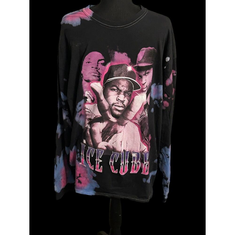 Ice Cube Long Sleeve Graphic Women's Medium T-Shirt Top Black Purple Shirt‎